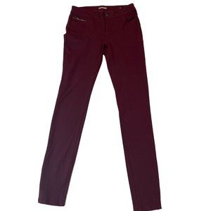 Maurices Womens Jeans Skinny Leg H0318 Mid Rise Zipper Pockets Maroon SZ M Long